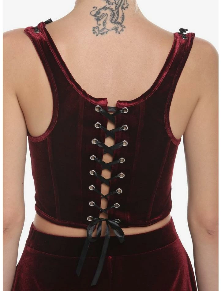 Promo ✔️ Burgundy Velvet Lace-Up 👧 Girls Corset 👍 6 Promo ✔️ Burgundy Velvet Lace-Up 👧 Girls Corset 👍 - Image 4