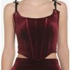 Promo ✔️ Burgundy Velvet Lace-Up 👧 Girls Corset 👍 -HT Style Outlet Store 18817636 hi