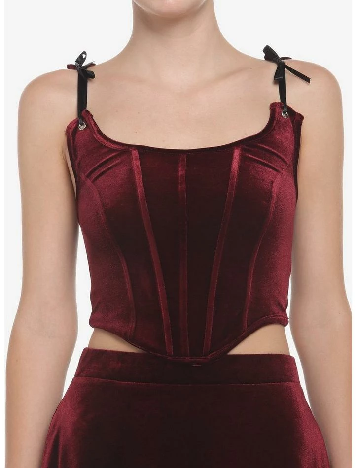 Promo ✔️ Burgundy Velvet Lace-Up 👧 Girls Corset 👍 3 Promo ✔️ Burgundy Velvet Lace-Up 👧 Girls Corset 👍