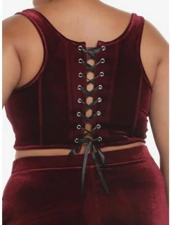 Brand new 🔔 Burgundy Velvet Lace-Up 👧 Girls Corset Plus Size 😉 -HT Style Outlet Store 18817644 av2