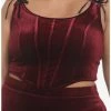 Brand new 🔔 Burgundy Velvet Lace-Up 👧 Girls Corset Plus Size 😉 -HT Style Outlet Store 18817644 hi