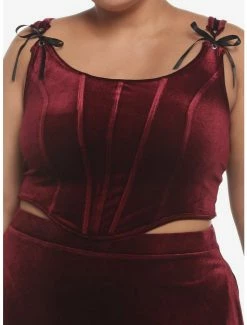 Brand new ๐ Burgundy Velvet Lace-Up ๐ง Girls Corset Plus Size ๐