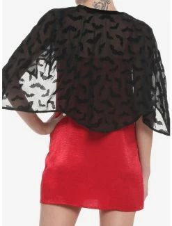 Deals 🎉 Black Flocked Bats 👧 Girls Cape 👏 -HT Style Outlet Store 18817716 av2