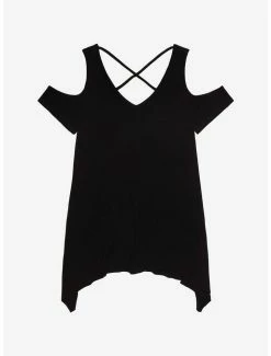 Budget 🥰 Floral Skull Shark Bite Cold Shoulder 👧 Girls Top Plus Size 🌟 -HT Style Outlet Store 18817755 av1