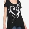 New 🎁 Music Notes & Clefs Cold Shoulder 👧 Girls Top 😉 -HT Style Outlet Store 18817762 hi