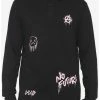 Best deal 🔥 Black & Pink Punk Symbols Polo Long-Sleeve T-Shirt ⭐ -HT Style Outlet Store 18847496 hi