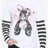 Hot Sale 👏 Black & White Stripe Bunny Twofer Long-Sleeve T-Shirt 🤩 -HT Style Outlet Store 18847505 hi