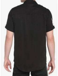 Top 10 ✔️ Black & Pink Punk Symbols Woven Button-Up 🌟 -HT Style Outlet Store 18847523 av2