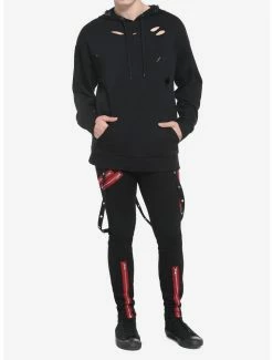 Cheapest 🥰 Black Safety Pin Destructed Hoodie 💯 -HT Style Outlet Store 18847541 av1