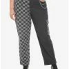 Budget 👏 Black Checkered Split Straight Leg 👖 Jeans Plus Size 🤩 -HT Style Outlet Store 18859024 hi