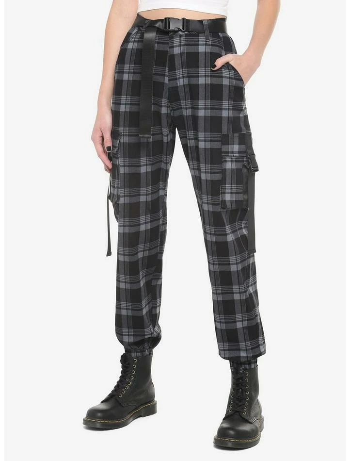 Best Pirce ๐ Grey Plaid Jogger Pants With Buckles ๐ 3 Best Pirce ๐ Grey Plaid Jogger Pants With Buckles ๐