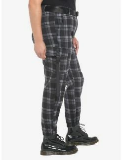 Coupon 🔥 Grey Plaid Jogger Pants With Buckles Plus Size 🔥 -HT Style Outlet Store 18859105 av3