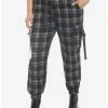 Coupon 🔥 Grey Plaid Jogger Pants With Buckles Plus Size 🔥 -HT Style Outlet Store 18859105 hi