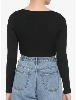 Cheapest 👍 Black Corset Waist 👧 Girls Crop Long-Sleeve Top 🎁 -HT Style Outlet Store 18865648 av2