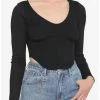 Cheapest 👍 Black Corset Waist 👧 Girls Crop Long-Sleeve Top 🎁 2 Cheapest 👍 Black Corset Waist 👧 Girls Crop Long-Sleeve Top 🎁 -HT Style Outlet Store 18865648 hi