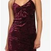 Budget 😀 Burgundy Crushed Velvet Halter 👗 Dress 🛒 -HT Style Outlet Store 18870885 hi