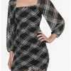 Wholesale ✔️ Black & White Plaid Ruched Bodycon 👗 Dress 💯 -HT Style Outlet Store 18870933 hi