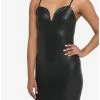 Budget ❤️ Black Faux Leather V-Neck Mini 👗 Dress ❤️ -HT Style Outlet Store 18874447 hi