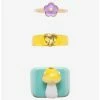 New 👏 Mushroom Flower Heart Chunky Acrylic Ring Set ⌛ -HT Style Outlet Store 18947763 hi
