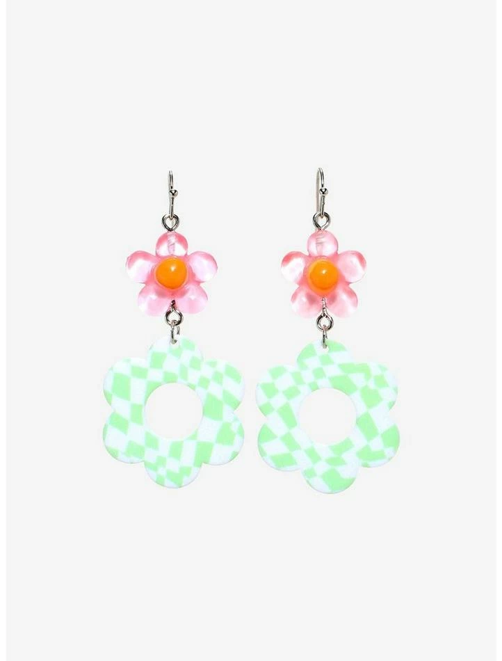 Best Pirce ✨ Wavy Checker Floral Drop Earrings 🛒 3 Best Pirce ✨ Wavy Checker Floral Drop Earrings 🛒