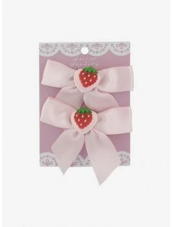 Outlet ✨ Pink Strawberry Macaron Hair Bow Set 🔥