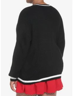 Promo ⌛ Skull Embroidery Varsity Stripe 👧 Girls Cardigan Plus Size 🧨 -HT Style Outlet Store 18957598 av2