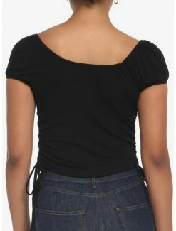 Best Pirce 🌟 Black Puff Sleeve Crop 👧 Girls Top 😀 -HT Style Outlet Store 18959406 av2