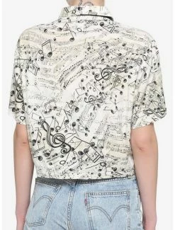 Budget 🎁 Music Notes Boxy 👧 Girls Crop Woven Button-Up ⭐ -HT Style Outlet Store 18959424 av2