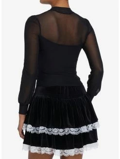 Best reviews of 🎁 Black Double Ruched Mesh 👧 Girls Long-Sleeve Top ✨ -HT Style Outlet Store 18960582 av2