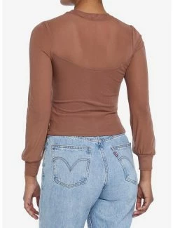 Best reviews of 🧨 Mocha Double Ruched Mesh 👧 Girls Long-Sleeve Top 👏 -HT Style Outlet Store 18960590 av2