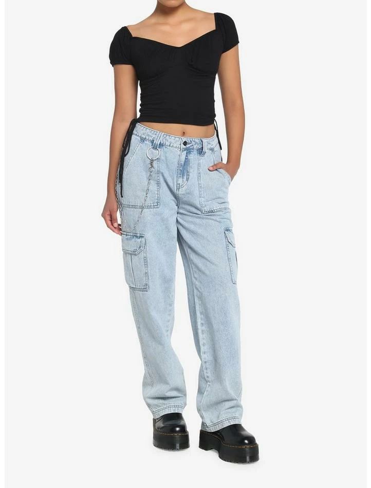 Hot Sale ✨ Black Double Ruched 👧 Girls Crop Top 😍 4 Hot Sale ✨ Black Double Ruched 👧 Girls Crop Top 😍 - Image 2