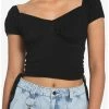 Hot Sale ✨ Black Double Ruched 👧 Girls Crop Top 😍
