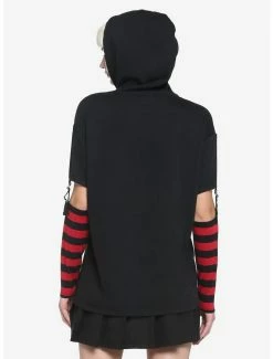 Flash Sale 🛒 Black & Red Bunny 👧 Girls Detachable Sleeve Hoodie 😍 -HT Style Outlet Store 19038194 av2