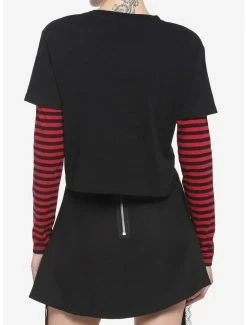 Outlet 🥰 Black & Red Stripe Bunny 👧 Girls Crop Twofer 🤩 -HT Style Outlet Store 19039638 av2