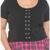 Best Pirce 🔔 Black Safety Pin 👧 Girls Crop T-Shirt Plus Size 🔔 -HT Style Outlet Store 19039694 hi