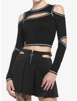 Outlet ๐ Black Cutout ๐ง Girls Crop Long-Sleeve T-Shirt ๐