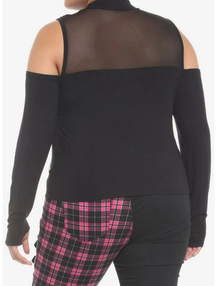 Buy 🎁 Black Mesh Chain Cold Shoulder 👧 Girls Long-Sleeve Top Plus Size 🎉 5 Buy 🎁 Black Mesh Chain Cold Shoulder 👧 Girls Long-Sleeve Top Plus Size 🎉 - Image 3