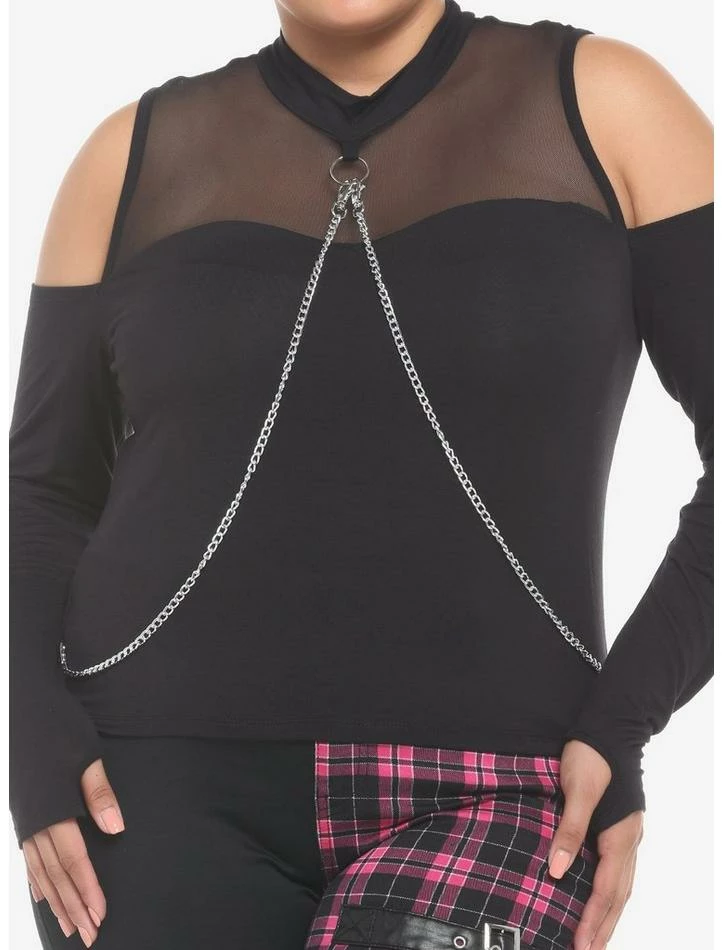Buy 🎁 Black Mesh Chain Cold Shoulder 👧 Girls Long-Sleeve Top Plus Size 🎉 3 Buy 🎁 Black Mesh Chain Cold Shoulder 👧 Girls Long-Sleeve Top Plus Size 🎉