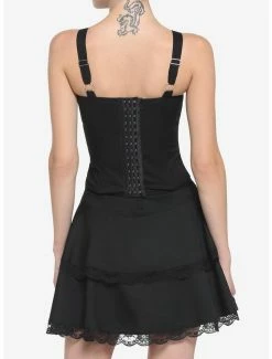 Coupon ✨ Black & Red Checker Lace-Up Corset 🧨 -HT Style Outlet Store 19040633 av2