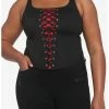 Brand new 🎉 Black & Red Checker Lace-Up Corset Plus Size ✔️ -HT Style Outlet Store 19040641 hi