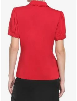 Coupon 🔔 Red Peter Pan Collar 👧 Girls Woven Button-Up 👏 -HT Style Outlet Store 19040714 av2