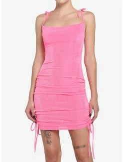 Wholesale 🎁 Pink Ruched Strappy Mini 👗 Dress 😀