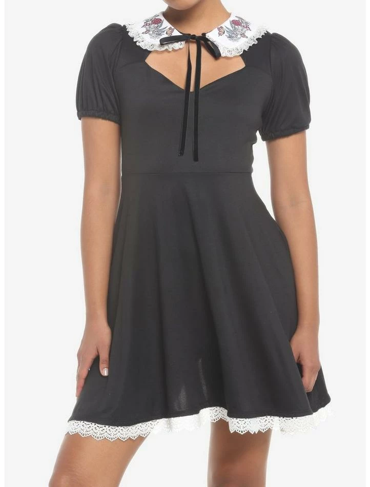 Deals โ Mushroom Foliage Lace Collar Cutout Sweetheart ๐ Dress ๐ 3 Deals โ Mushroom Foliage Lace Collar Cutout Sweetheart ๐ Dress ๐