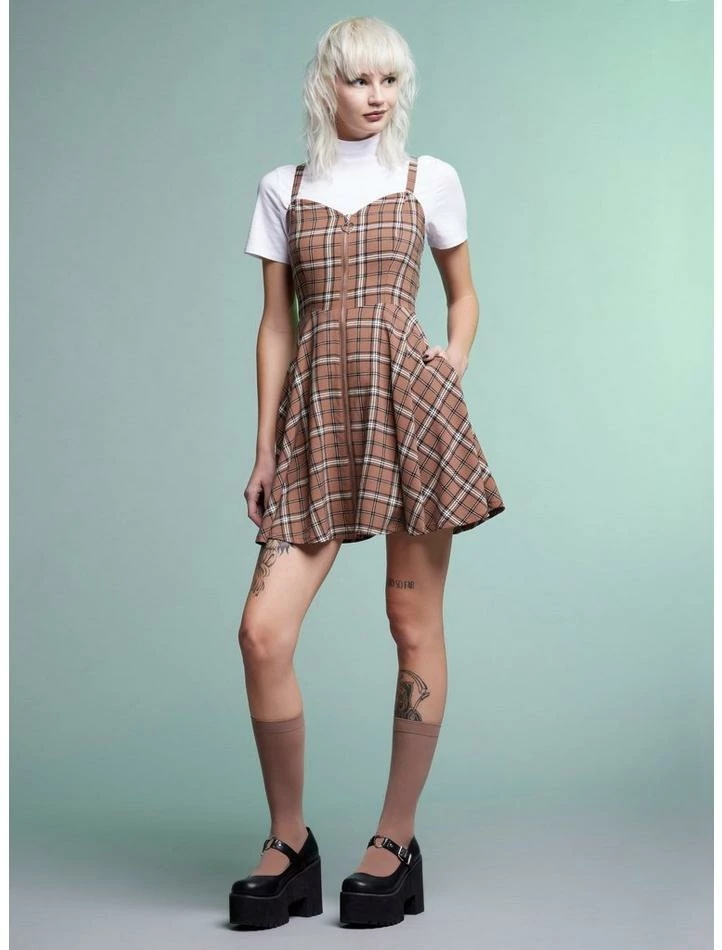 Best deal โจ Brown Plaid Twofer ๐ Dress ๐ 4 Best deal โจ Brown Plaid Twofer ๐ Dress ๐ - Image 2