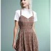 Best deal ✨ Brown Plaid Twofer 👗 Dress 🎉 -HT Style Outlet Store 19047361 hi