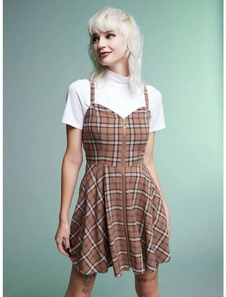 Best deal โจ Brown Plaid Twofer ๐ Dress ๐ 3 Best deal โจ Brown Plaid Twofer ๐ Dress ๐