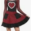 Deals ⭐ Black & Red Checkered Heart 👗 Skirtall 🎁 -HT Style Outlet Store 19047444 hi
