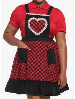 Best deal 🔔 Black & Red Checkered Heart 👗 Skirtall Plus Size 💯