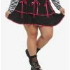 Coupon 🥰 Black & Pink Lace-Up Tiered 👗 Skirt Plus Size 🔥 -HT Style Outlet Store 19047483 hi