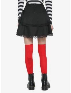 Brand new 😀 Black Lace-Up Chain Tiered 👗 Skirt 🛒 -HT Style Outlet Store 19047490 av1